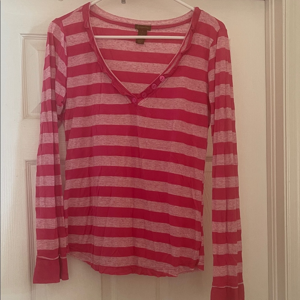 Copper Key Pink Striped Long Sleeve Top